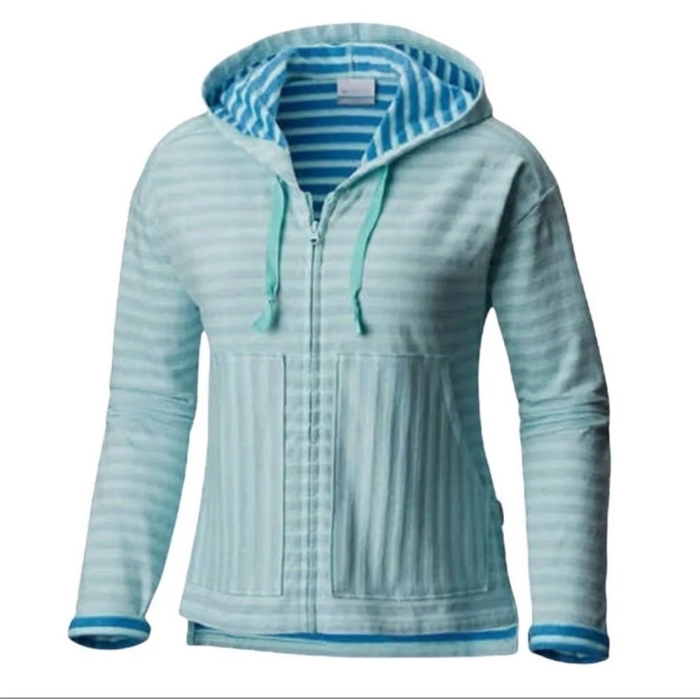 Columbia women’s Melody Spring full zip striped lined hooded  jacket Sz-M R9